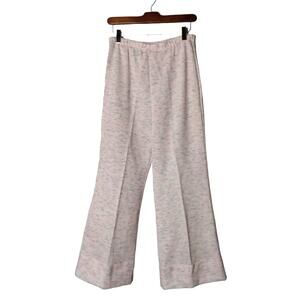 Vintage 70s Women's Sz 14 Leisure Suit Pants Flare Pink Spacedye Pull On Sweats